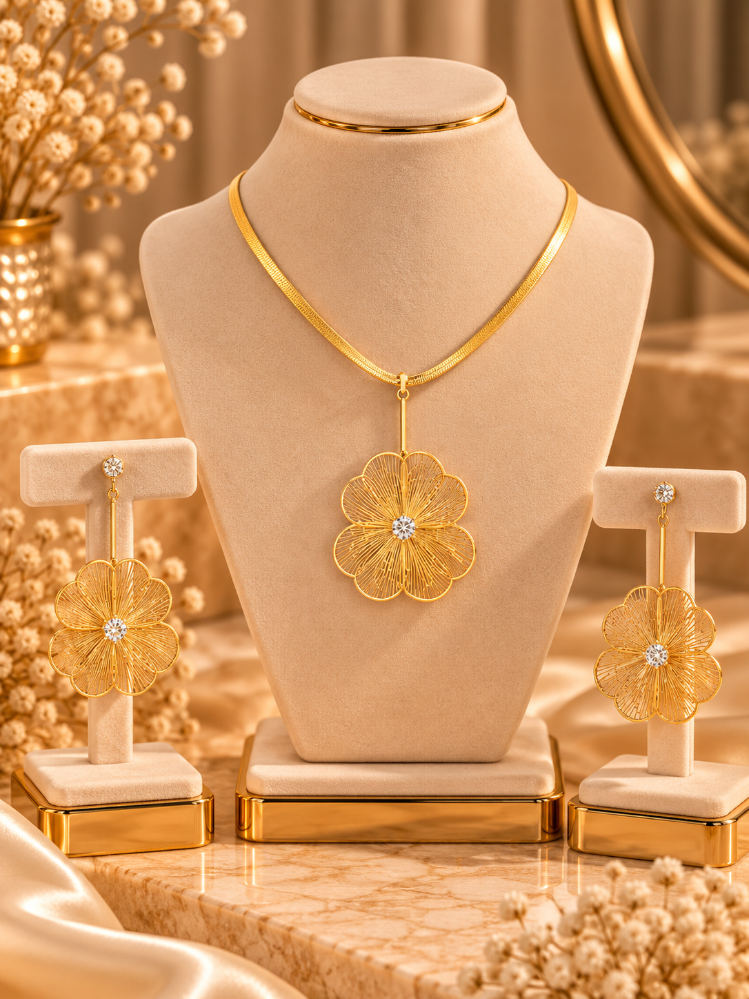 Stainless Steel Necklace & Earrings Collection