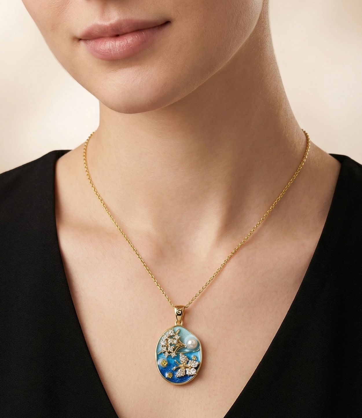 Blue Enamel Pendant