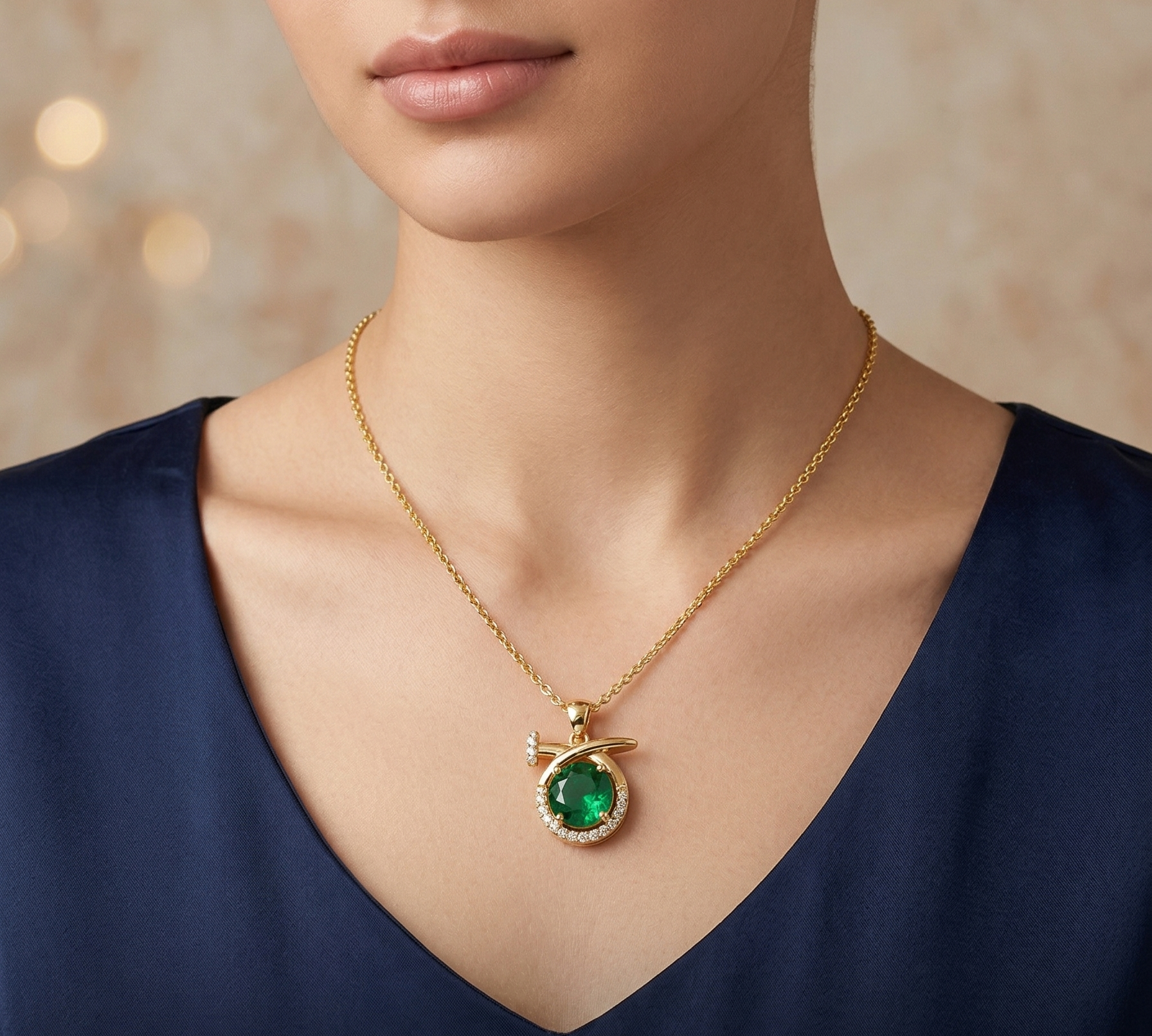 Emerald Halo Pendant