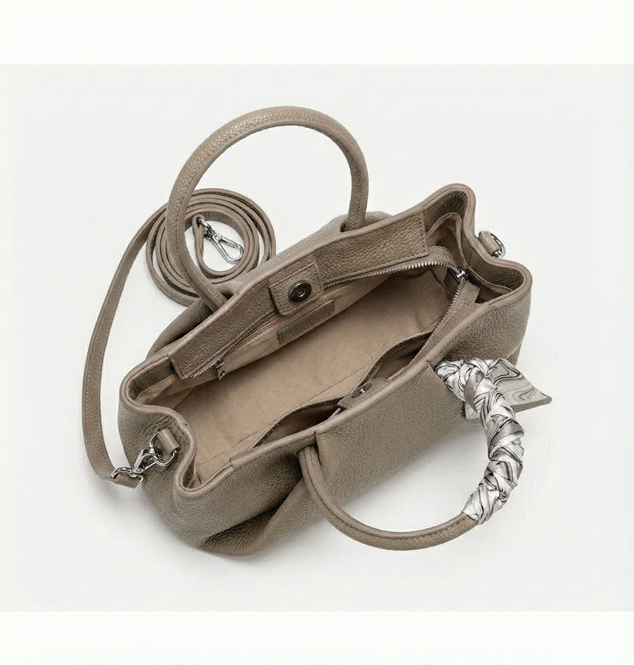 Taupe Scarf Handbag