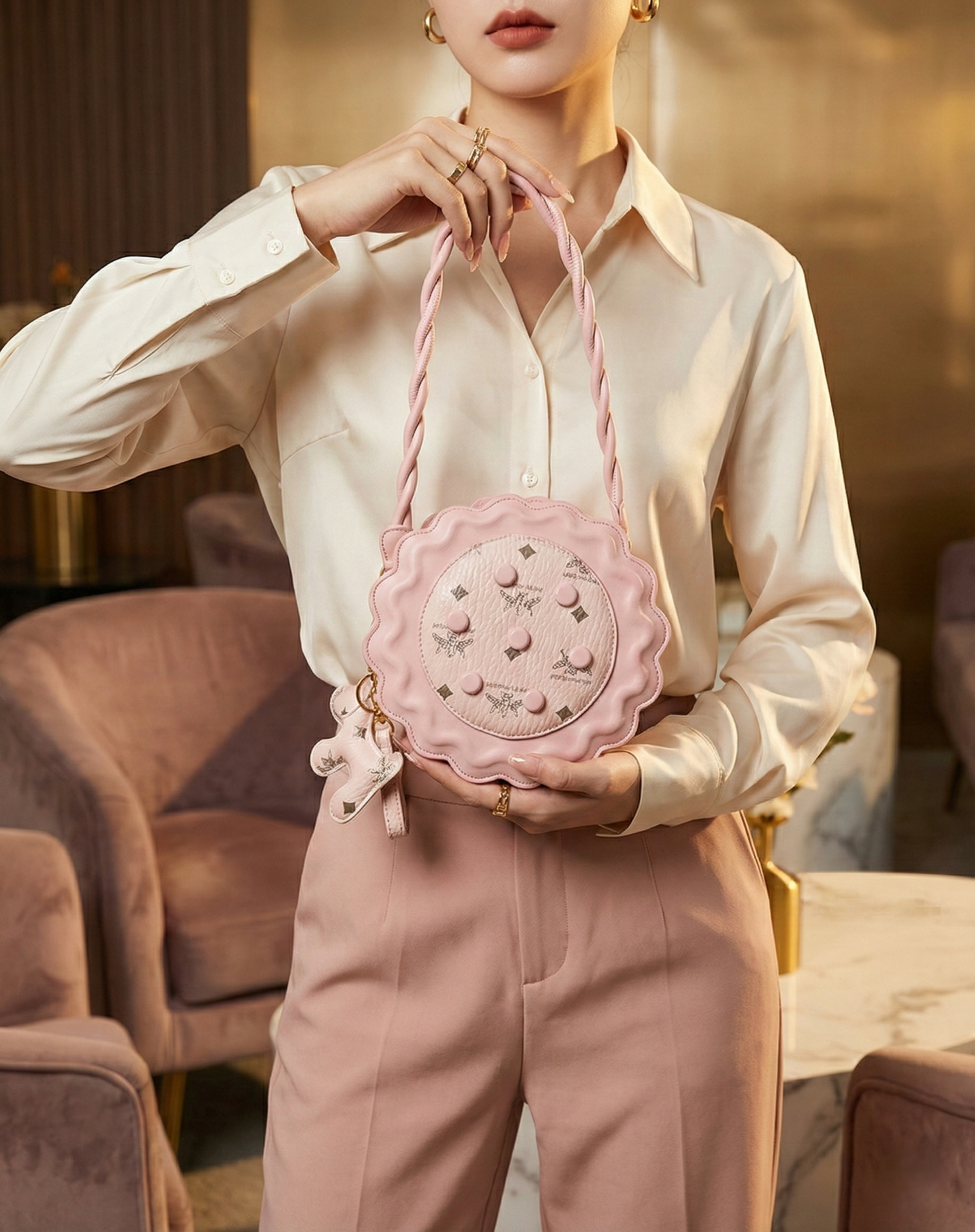 Rosé Scallop Circle Bag