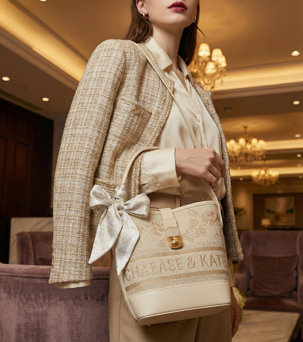 Chaease & Katie Embroidery Bucket Bag