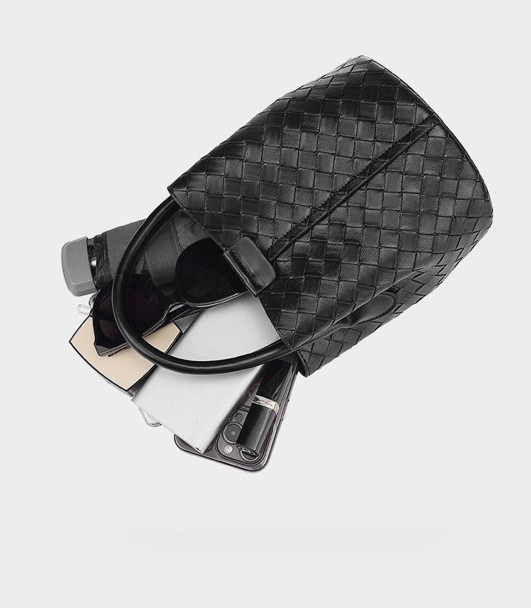 Noir Lattice Bucket Bag