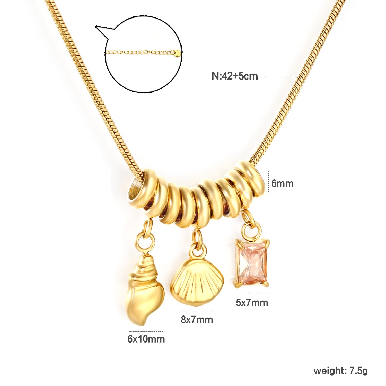 The Marée Charm Necklace | 18K Gold Plated