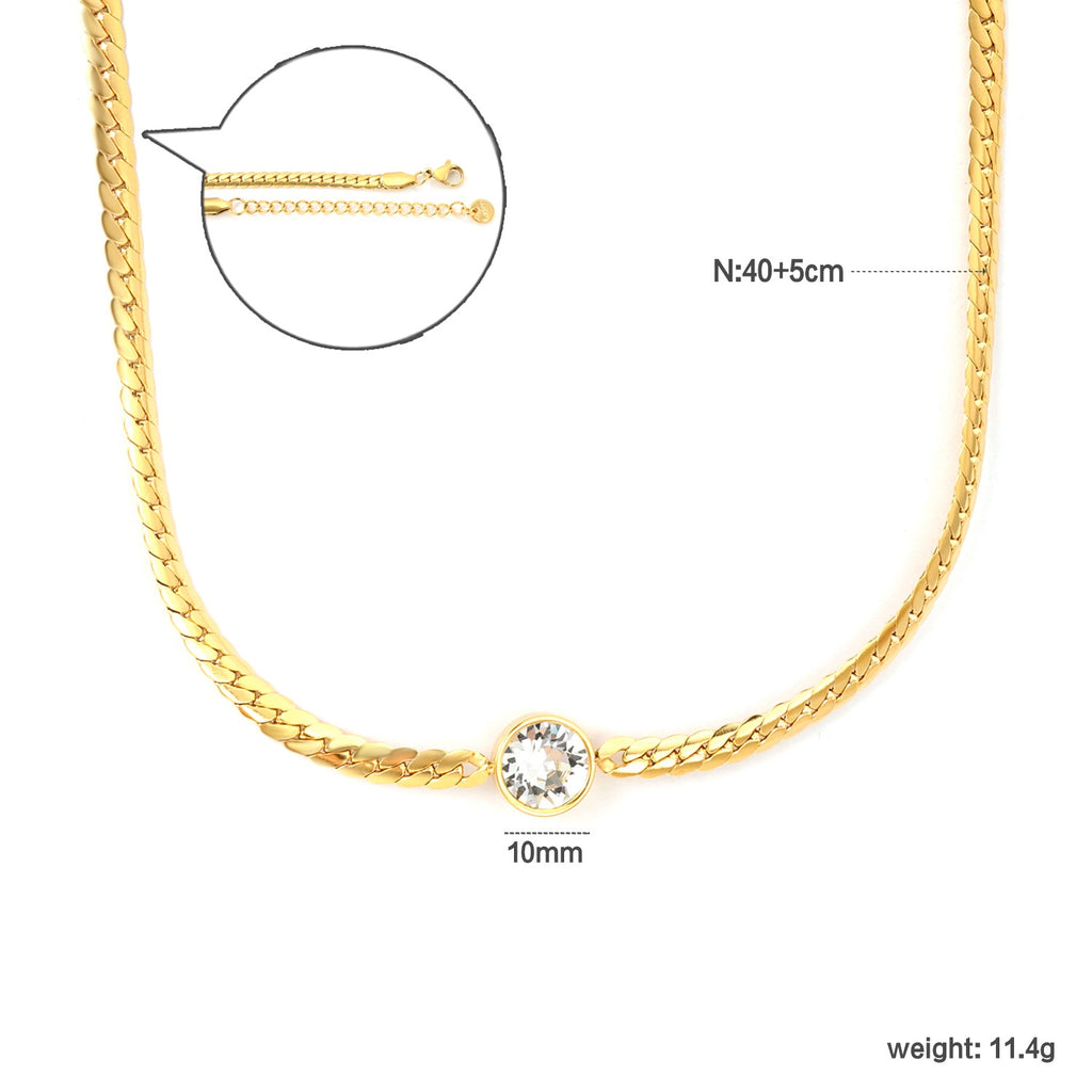 The Solitaire Curb Necklace | 18K Gold Plated