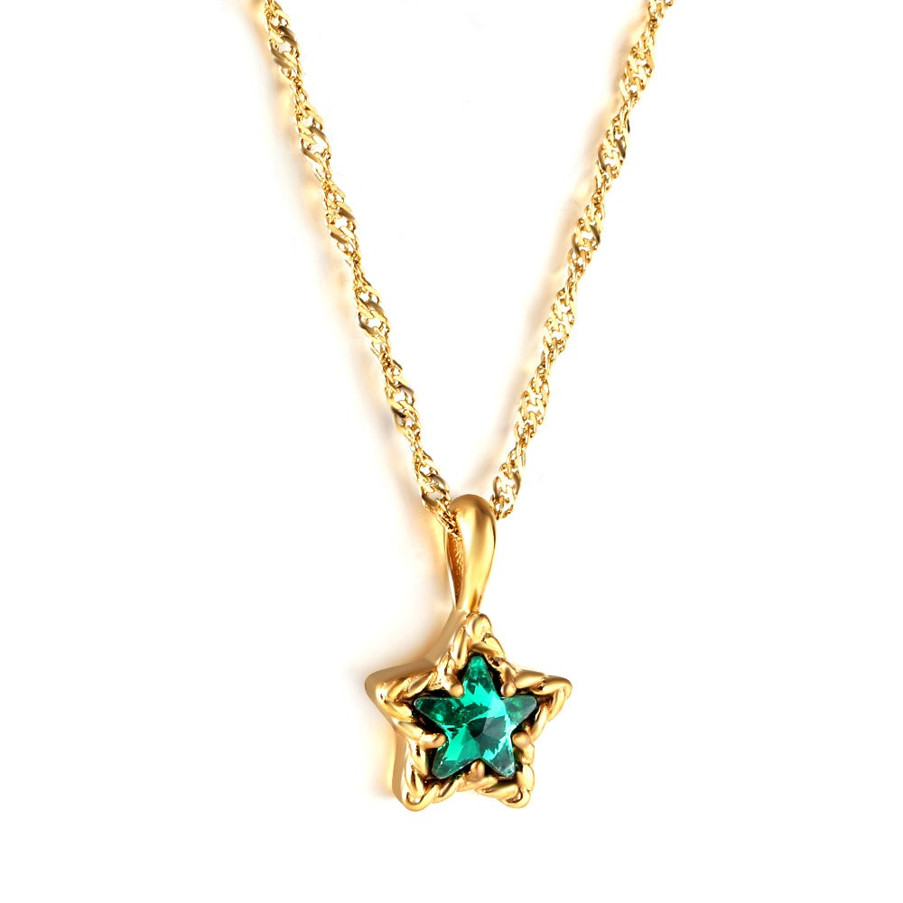 The Emerald Star Necklace | 18K Gold Plated