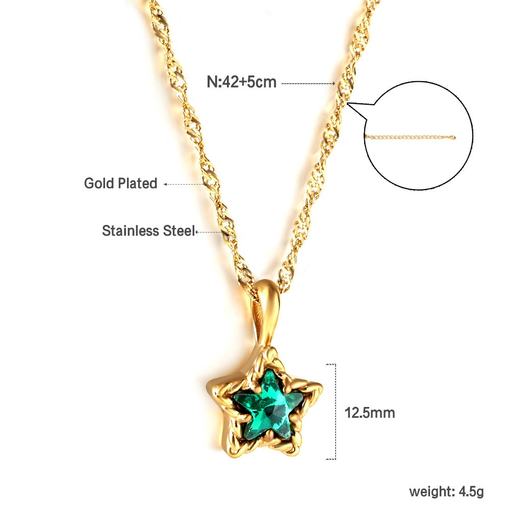 The Emerald Star Necklace | 18K Gold Plated