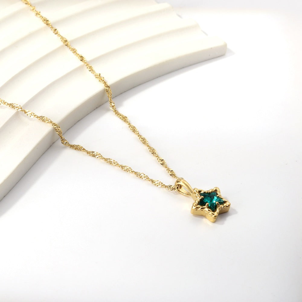 The Emerald Star Necklace | 18K Gold Plated