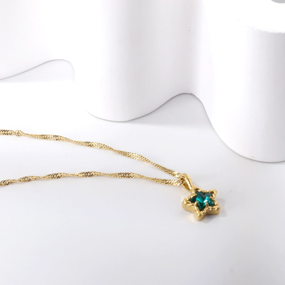 The Emerald Star Necklace | 18K Gold Plated