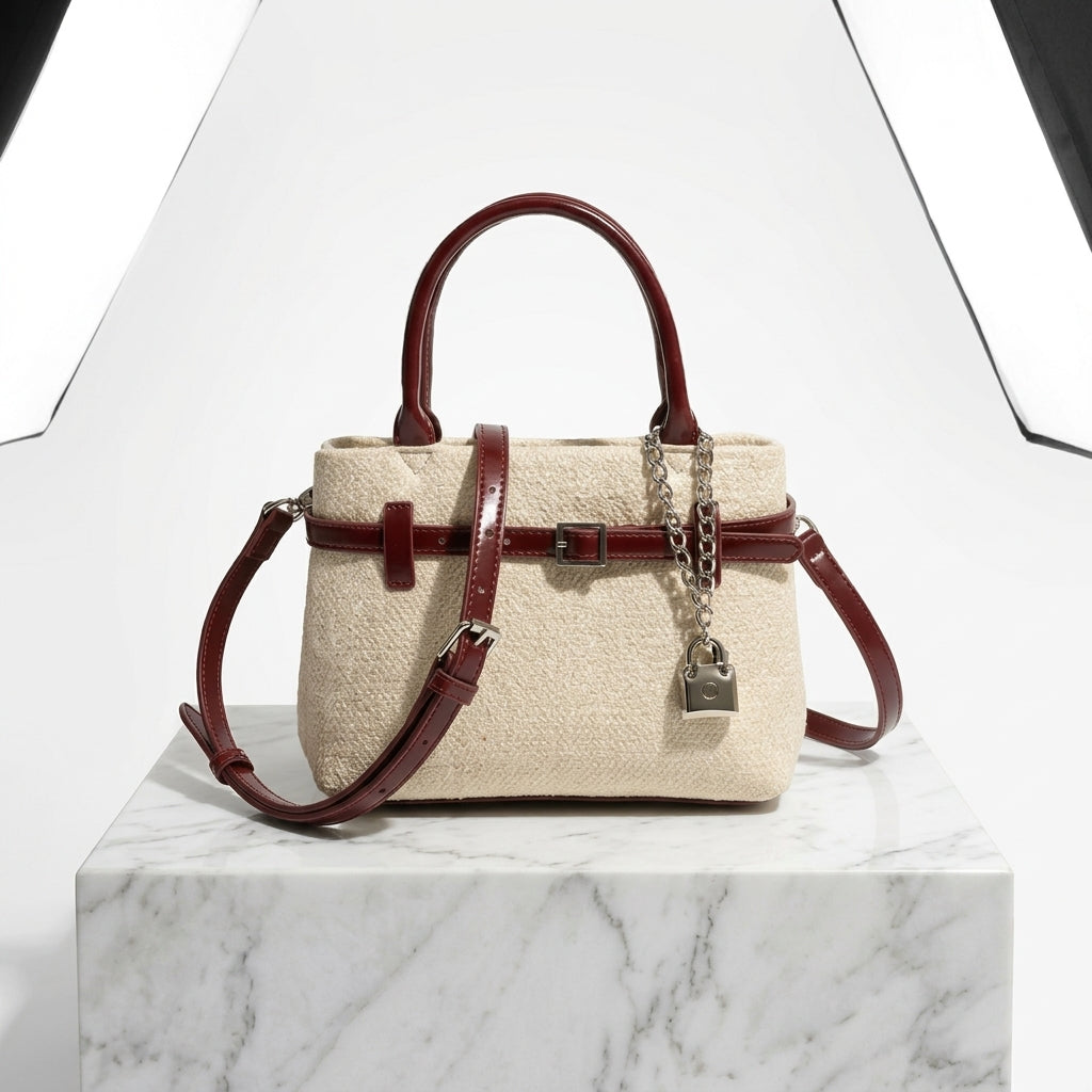 Bordeaux Belted Satchel Bag
