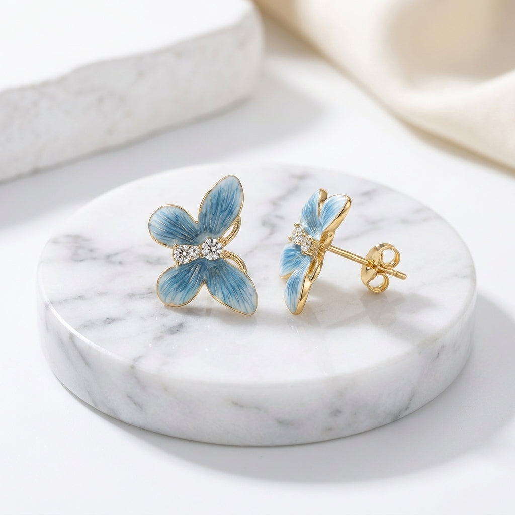 Crystal Butterfly Stud Earrings
